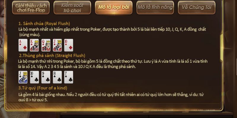 Danh sách các tay bài Poker mạnh