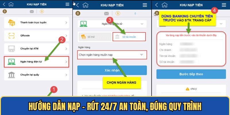 Hướng dẫn nạp - rút 24/7 an toàn